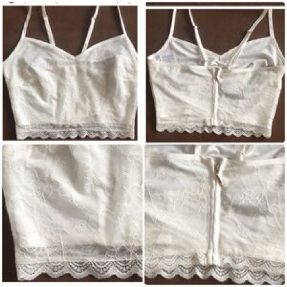 Marciano white lace lined cami sleeveless crop top size medium